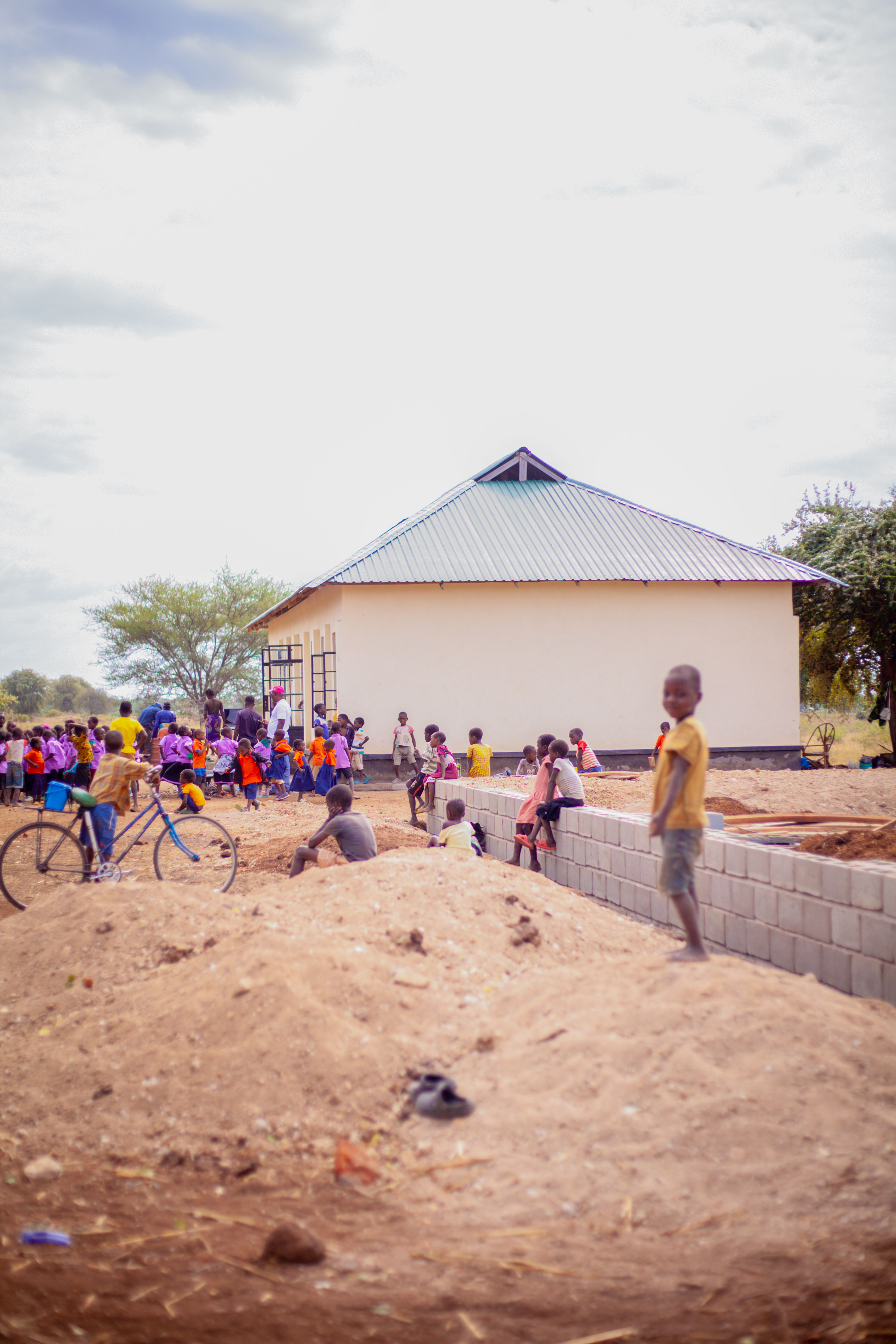 Construction progress on a Pashello community building in Ngabu